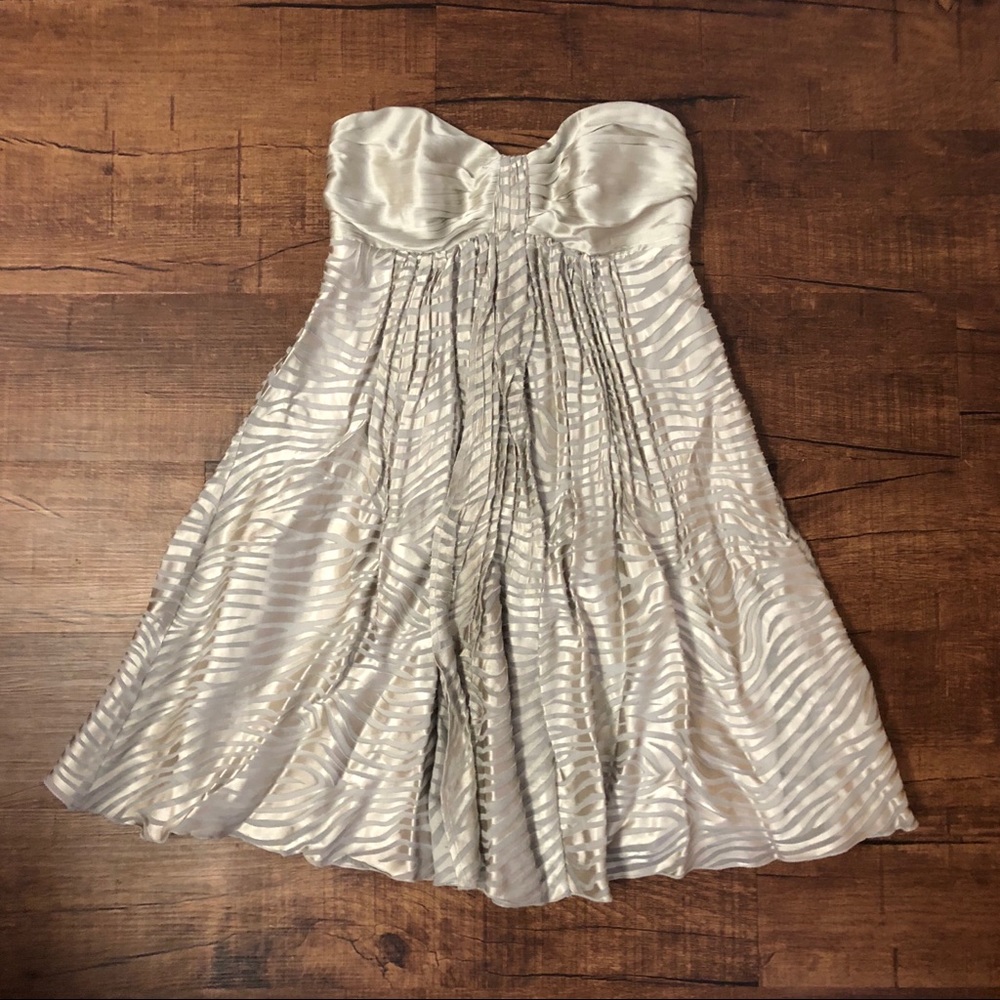 Size 0 Silk Sweatheart Neckline Animal Print Dress